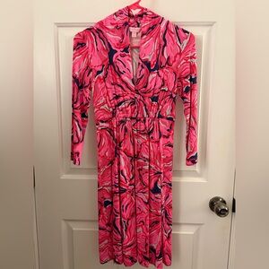 NWOT Lilly Pulitzer Alexandra Dress, Pink Navy. Size XS